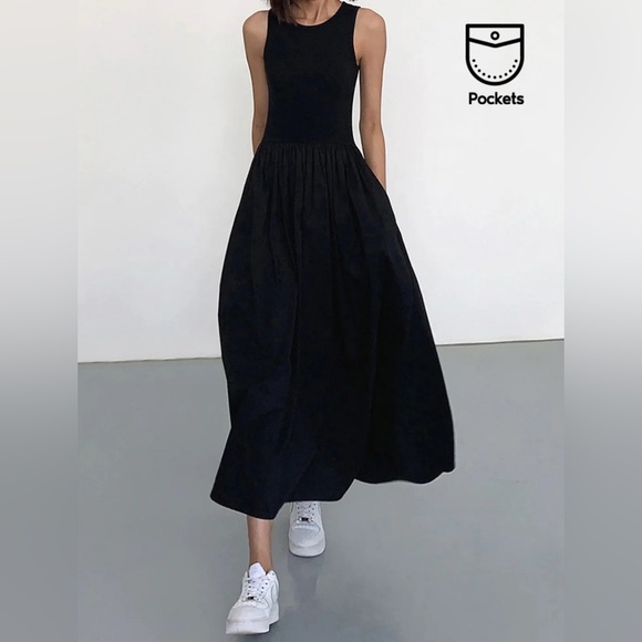 Commense Dresses & Skirts - NWT Commense Black Sleeveless Maxi Dress with Pocket